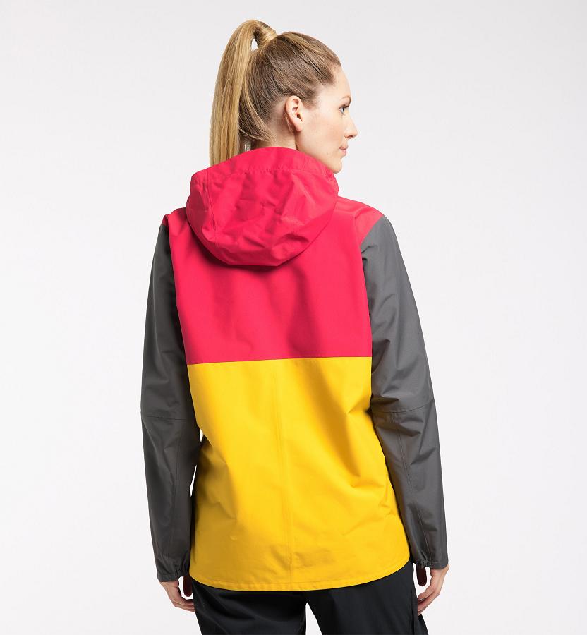 Haglöfs Womens Spira Waterproof Jacket Black Yellow New Zealand 64102FJKH